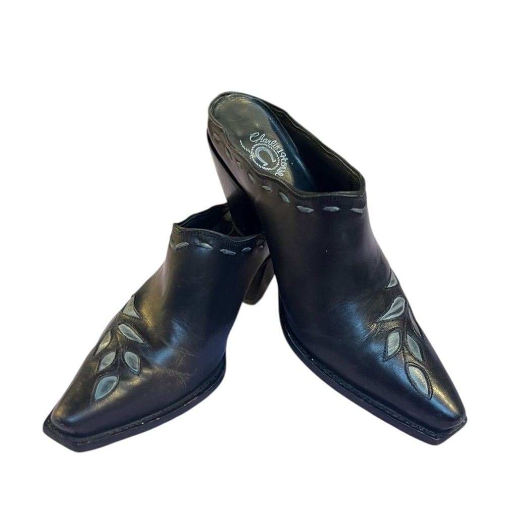 Lutesse Charlie 1 Classic Black Leather Women's Mules size 7